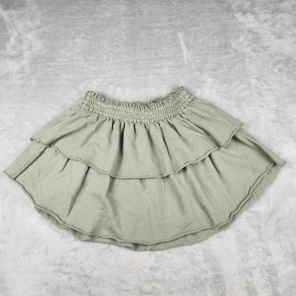 Aerie Layered Riffle Mini Skirt Green Size S Small